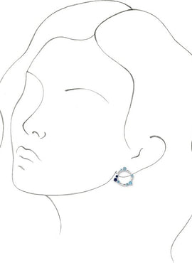 14K White Gold Natural Blue Multi-Gemstone & .03 CTW Natural Diamond Circle Earrings