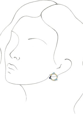 14K White Gold Natural Blue Multi-Gemstone & .03 CTW Natural Diamond Circle Earrings