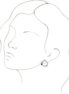 14K White Gold Natural Blue Multi-Gemstone & .03 CTW Natural Diamond Circle Earrings