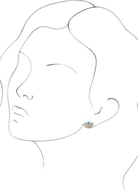 14K White Gold Natural Turquoise & Natural Aquamarine Fan Earrings