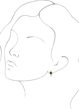14K White Gold Natural Blue Sapphire Geometric 13.58 mm Hoop Earrings