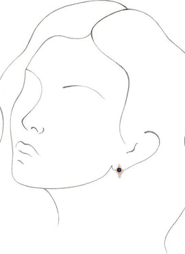 14K White Gold Natural Blue Sapphire Geometric 13.58 mm Hoop Earrings