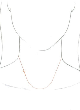 14K White Gold Off-Center Sideways Cross 16