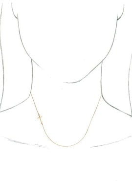 14K White Gold Off-Center Sideways Cross 16