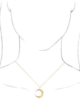 14K Yellow Gold Crescent Moon 16-18