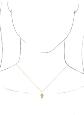14K Yellow Gold Hamsa 16-18