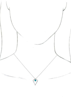 14K White Gold Natural Turquoise Cabochon Pyramid 16-18