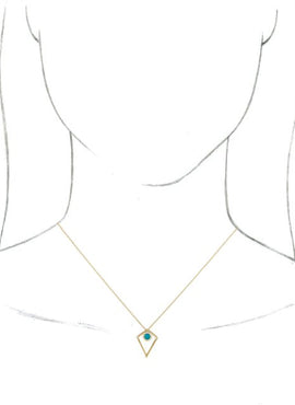 14K White Gold Natural Turquoise Cabochon Pyramid 16-18