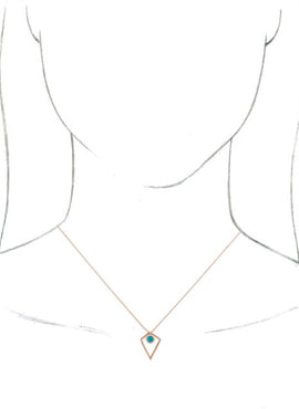 14K White Gold Natural Turquoise Cabochon Pyramid 16-18