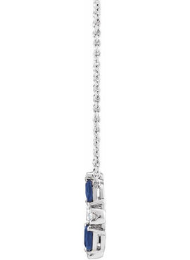 14K White Gold Natural Blue Sapphire & 1/10 CTW Natural Diamond Circle 18