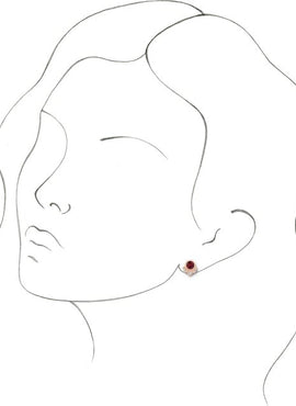14K White Gold Natural Mozambique Garnet & 1/8 CTW Natural Diamond Earrings