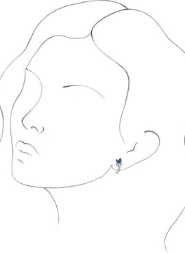 14K White Gold Natural Blue Zircon Floral J-Hoop Earrings