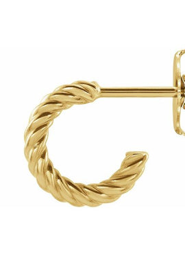 14K Yellow Gold Rope 17 mm Hoop Earrings