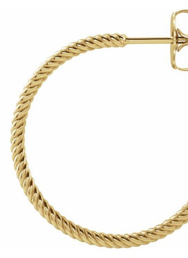 14K Yellow Gold Rope 17 mm Hoop Earrings