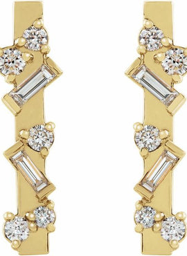 14K Yellow Gold 1/4 CTW Natural Diamond Scattered Bar Earrings