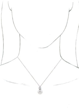14K White Gold Cultured White Freshwater Pearl & 1/4 CTW Natural Diamond Pendant