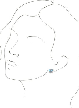 14K White Gold Natural Blue Multi-Gemstone Cluster Earrings