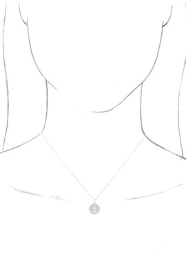 14K White Gold Star Disc Pendant