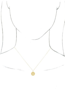14K White Gold Star Disc Pendant