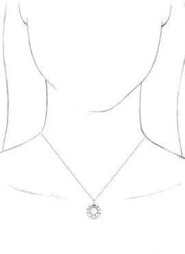 14K White Gold Natural White Opal Halo-Style Pendant