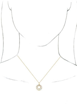14K White Gold Natural White Opal Halo-Style Pendant