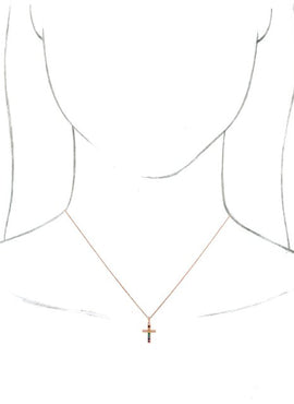 14K White Gold Natural Multi-Gemstone Cross Pendant