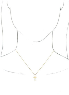 14K White Gold Natural Multi-Gemstone Cross Pendant