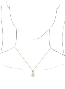 14K White Gold Cultured White Freshwater Pearl & 1/4 CTW Natural Diamond Pendant