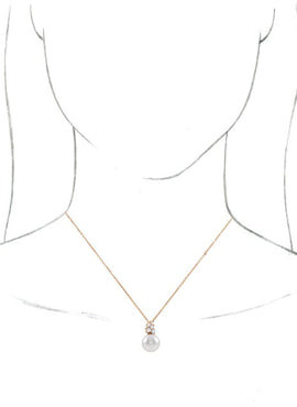 14K White Gold Cultured White Freshwater Pearl & 1/4 CTW Natural Diamond Pendant