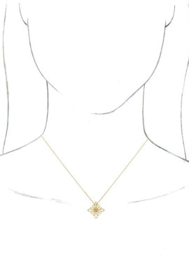 14K White Gold 19.36x19.36 mm Vintage-Inspired Geometric Pendant