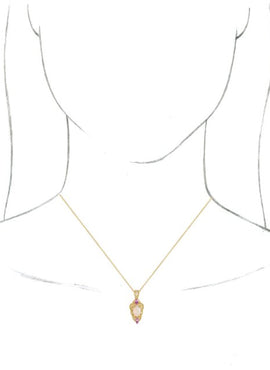 14K White Gold Natural White Opal, Natural Pink Sapphire & 1/10 CTW Natural Diamond Pendant