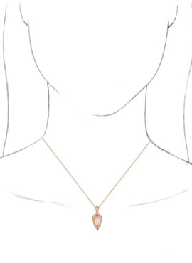 14K White Gold Natural White Opal, Natural Pink Sapphire & 1/10 CTW Natural Diamond Pendant