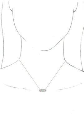 14K White Gold Natural Ethiopian Opal & Natural Pink Sapphire Vintage-Inspired 16