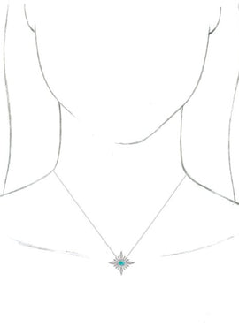 14K White Gold Natural Ethiopian Opal & .08 CTW Natural Diamond Pendant