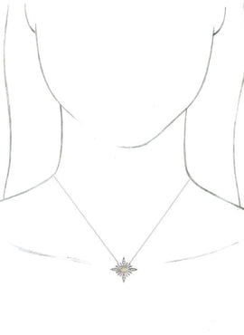 14K White Gold Natural Ethiopian Opal & .08 CTW Natural Diamond Pendant