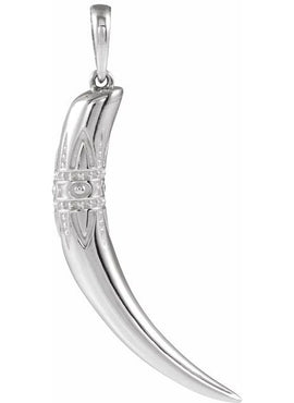14K White Gold Tusk Pendant