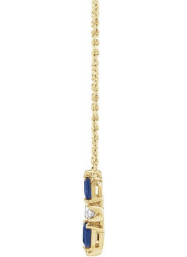 14K White Gold Natural Blue Sapphire & 1/10 CTW Natural Diamond Circle 18