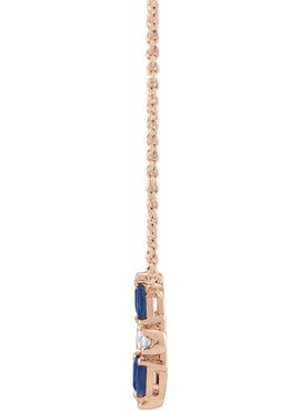 14K White Gold Natural Blue Sapphire & 1/10 CTW Natural Diamond Circle 18