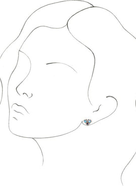 14K White Gold Natural Blue Multi-Gemstone Cluster Earrings