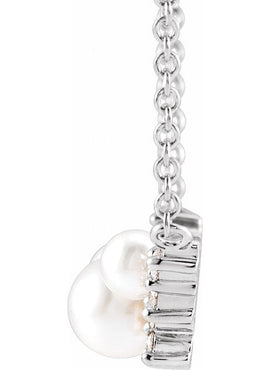 14K Yellow Gold Cultured White Akoya Pearl & .08 CTW Natural Diamond 16