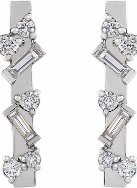 14K Yellow Gold 1/4 CTW Natural Diamond Scattered Bar Earrings