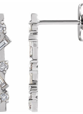 14K Yellow Gold 1/4 CTW Natural Diamond Scattered Bar Earrings