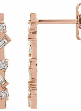 14K Yellow Gold 1/4 CTW Natural Diamond Scattered Bar Earrings