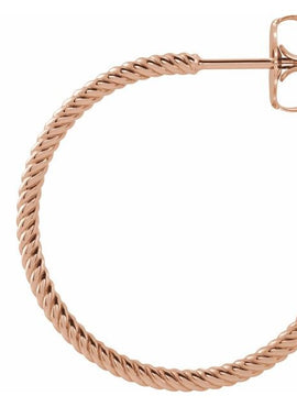 14K Yellow Gold Rope 17 mm Hoop Earrings