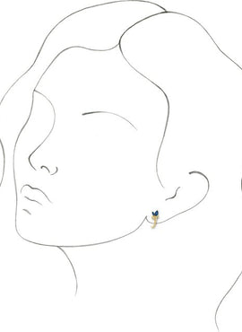 14K White Gold Natural Blue Zircon Floral J-Hoop Earrings