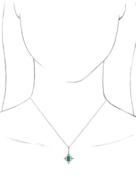 14K White Gold Natural Emerald & 1/3 CTW Natural Diamond Pendant