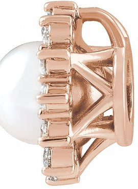 Platinum Cultured White Akoya Pearl & 1/6 CTW Natural Diamond Halo-Style Pendant