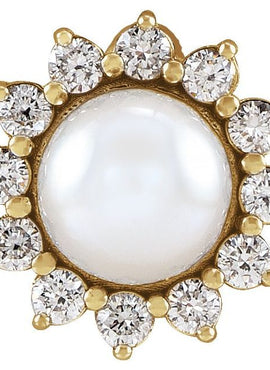 Platinum Cultured White Akoya Pearl & 1/6 CTW Natural Diamond Halo-Style Pendant