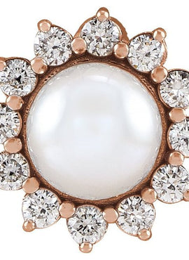 Platinum Cultured White Akoya Pearl & 1/6 CTW Natural Diamond Halo-Style Pendant