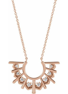 14K Rose Gold 1/8 CTW Natural Diamond Fan 16